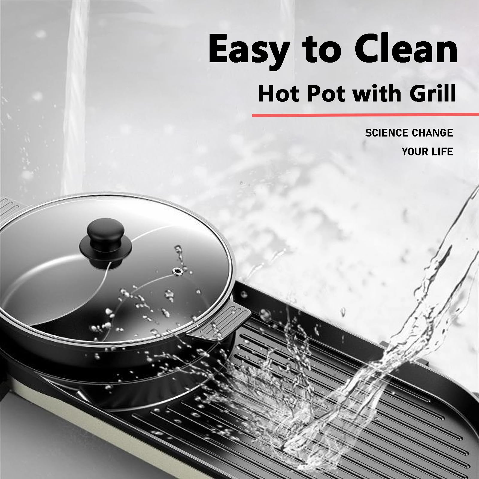 Hot Pot with Grill, Electric Hot Pot 2 in 1 Shabu Shabu Hot Pot